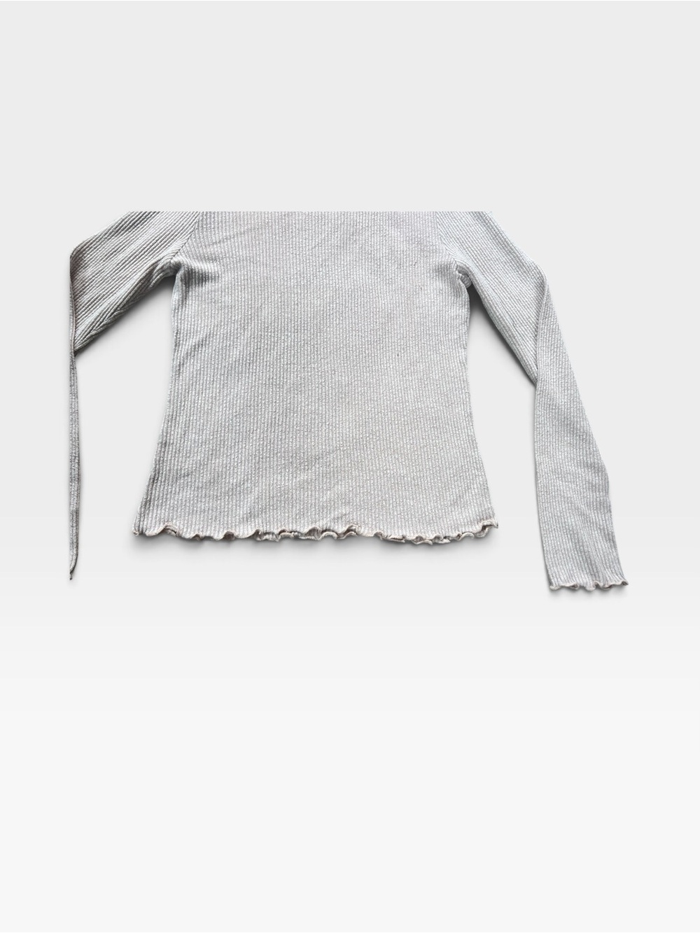 Gilli Cream Ruffle-Edge Ribbed Crewneck Sweater - Picture 4 of 5